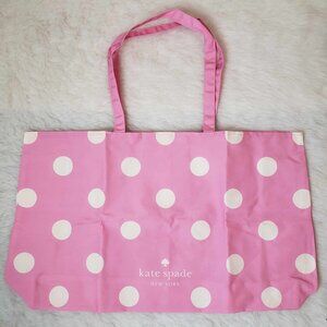 KATE SPADE New York Pink & White Polka Dot Polkadot Shopping Beach Gym Tote Bag
